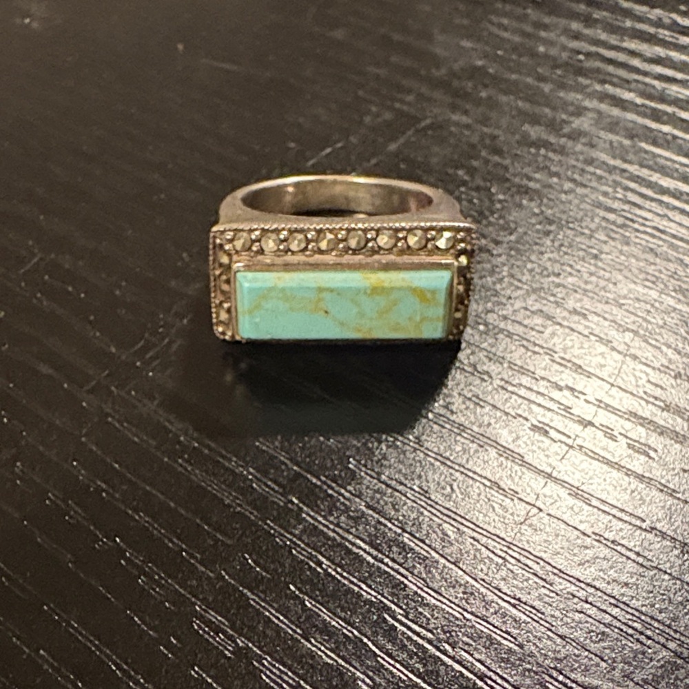 Vintage 1970’s Turquoise silver ring women’s size 8